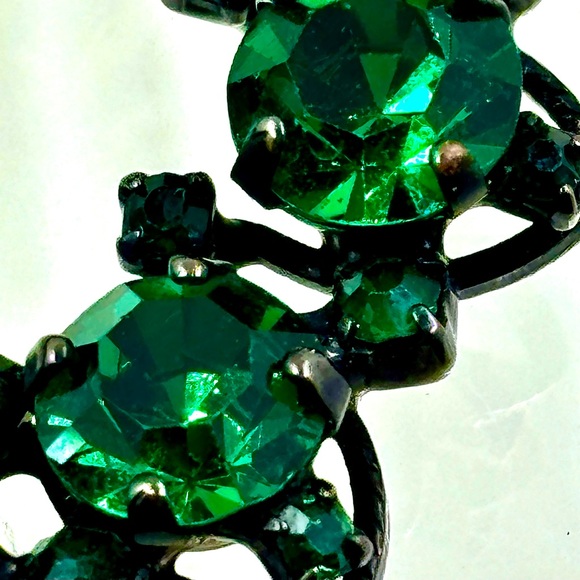 Vintage JOSEPH WARNER Green Rhinestone Brooch - Picture 3 of 6